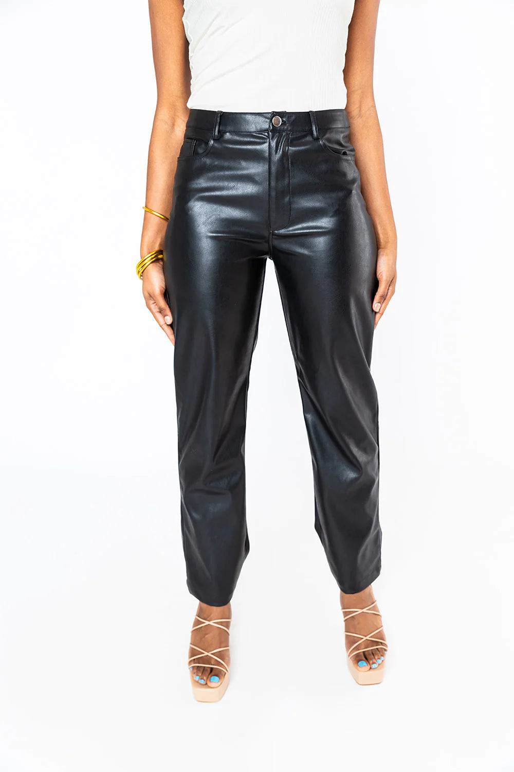 GOMEZ VEGAN LEATHER PANTS - BLACK