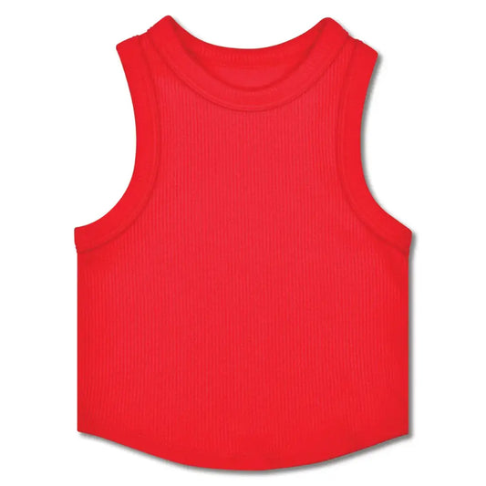 Cherry Red Cropped Ribbed Racerback Tank Top