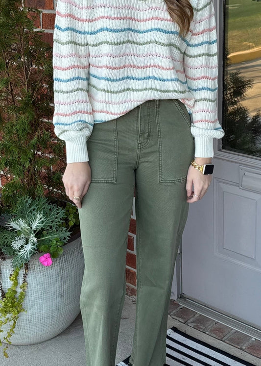 Jade Pleaser Patch Pocket High Rise Wide Ankle