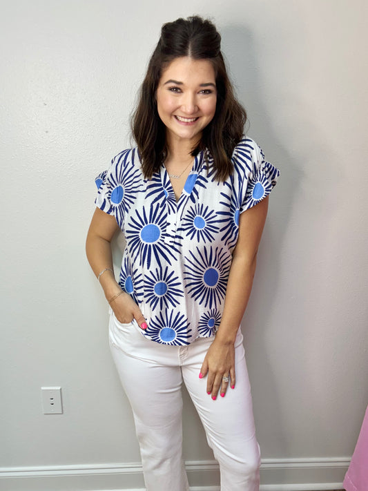 Navy Natural Struck Blouse