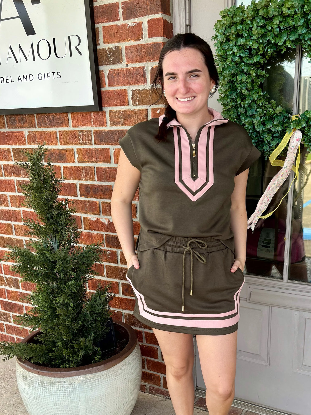 Blushing Olive Skort Set