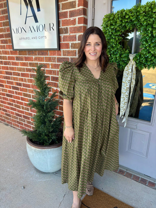 Billow Puff Sleeve Midi