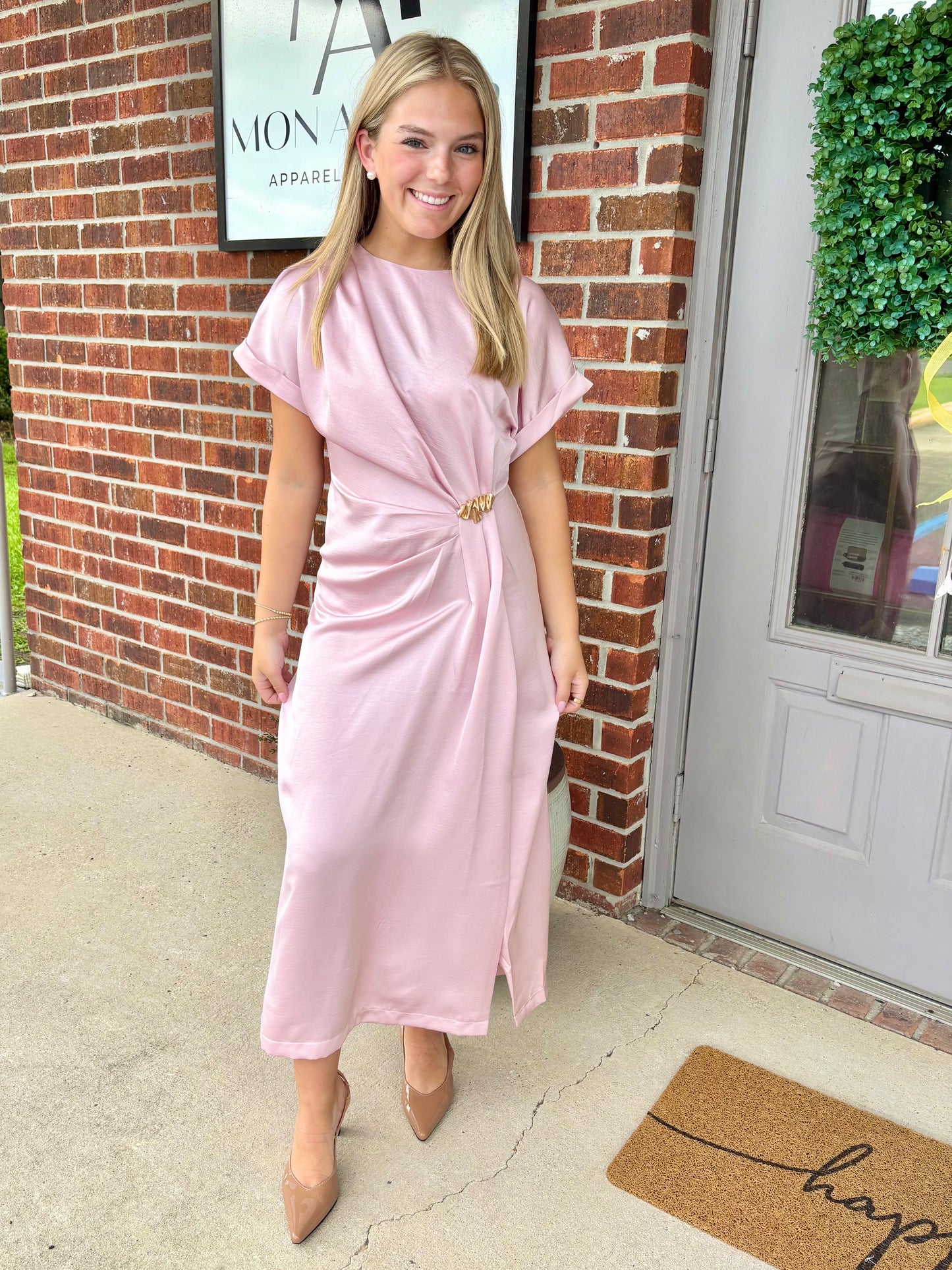 Blush Hourglass Satin Midi
