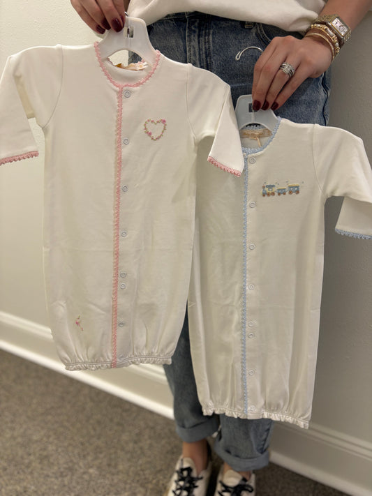 White Knit Footie with White Trim