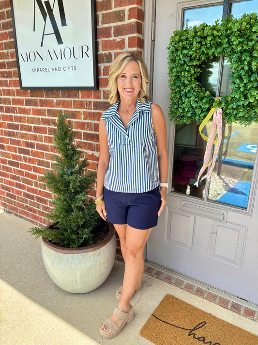 Kensey Indigo Stripe Top