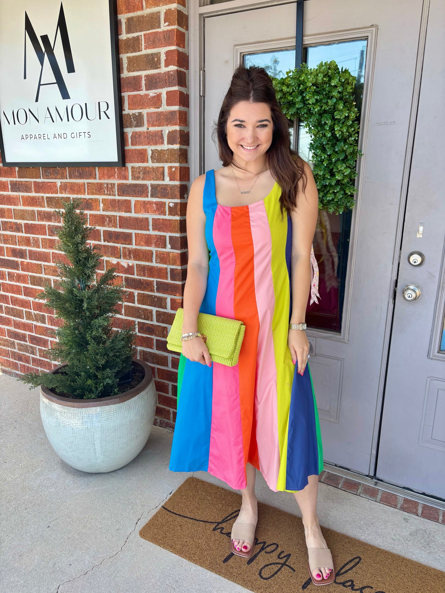 Rainbow Colorblock Midi Dress
