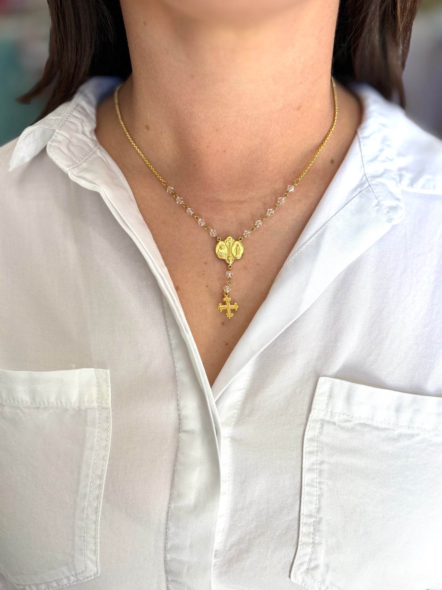 Crystal Rosary Necklace