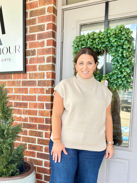 Taupe Turtleneck Sweater
