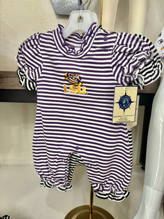 LSU Purple Stripe Bubble Romper
