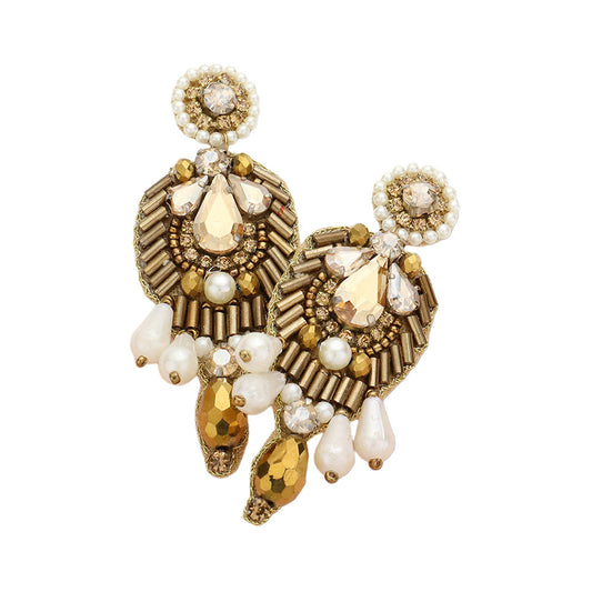 Boho Pearl Stone Embellished Earring