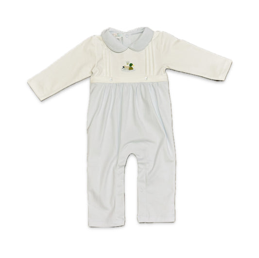 Blue Mallard Duck Hand Embroidered Pima Romper