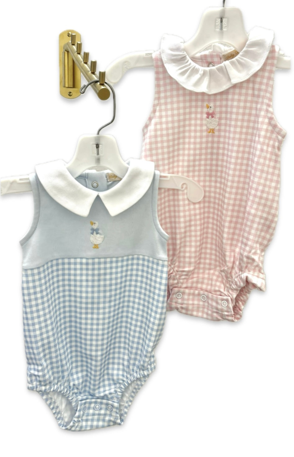 Little Goose Hand Embroidered Gingham Bubble