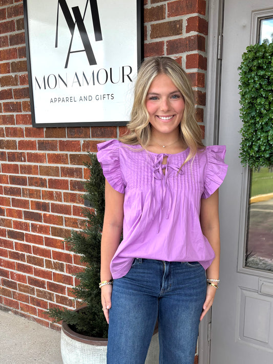 Lillie Lilac Ruffle Sleeve Top