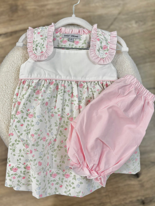 Ruffle Shoulder Floral Bloomer Set