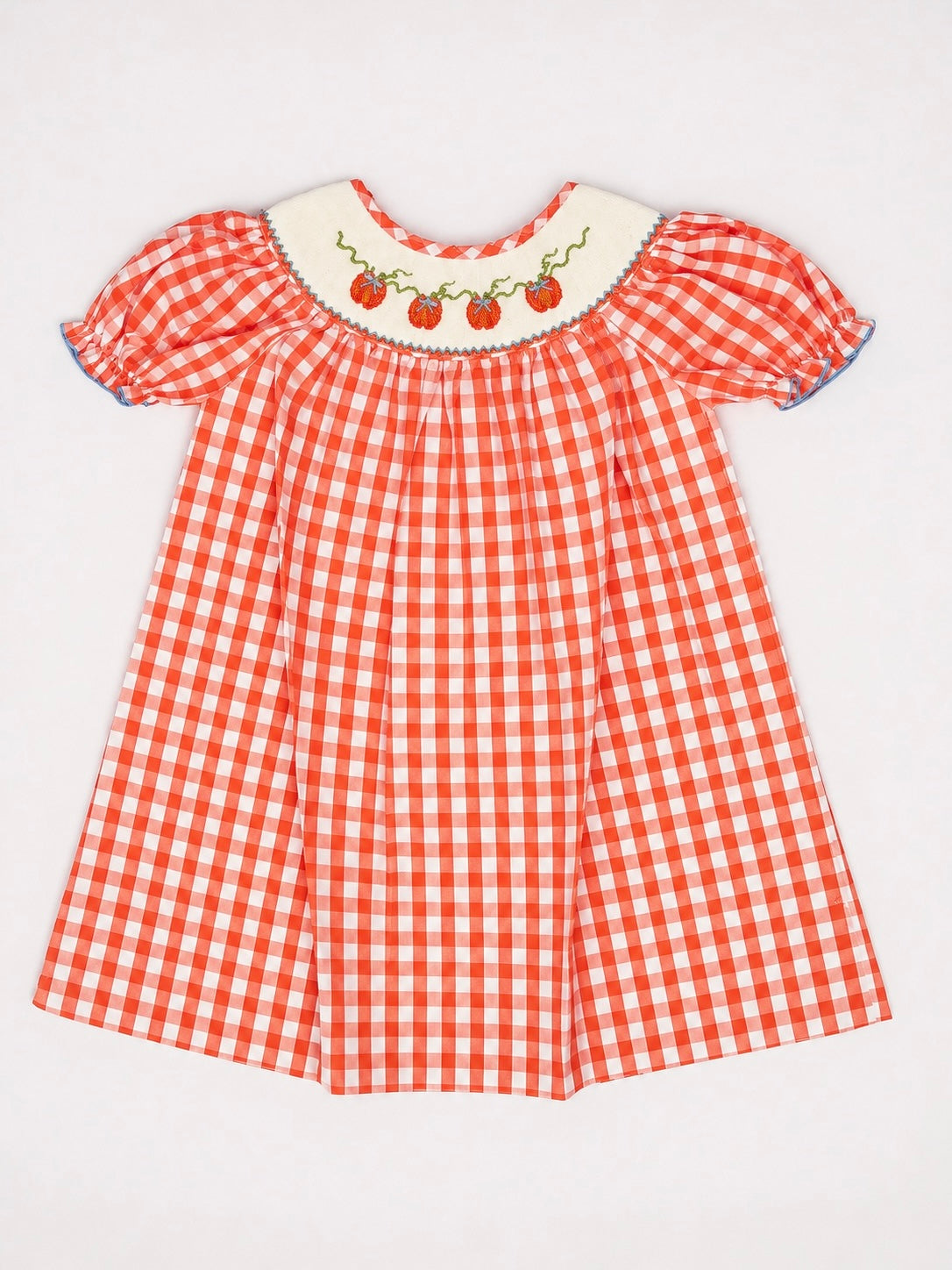 Pumpkin Smocked Gingham Dress