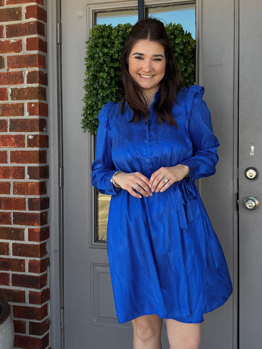 Ready in Royal Long sleeve Dress