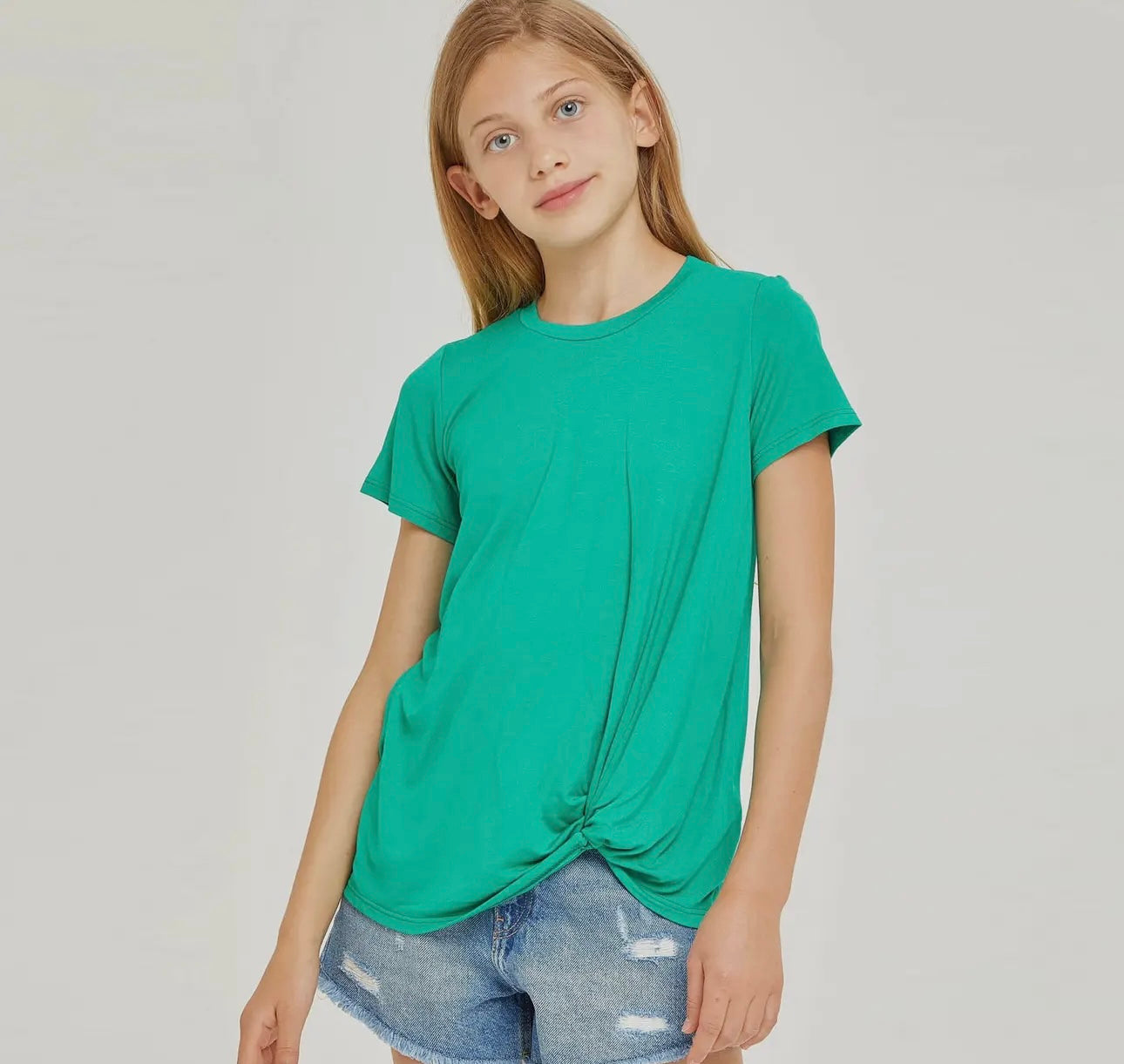 Tween Twisted Knot Short Sleeve Tee