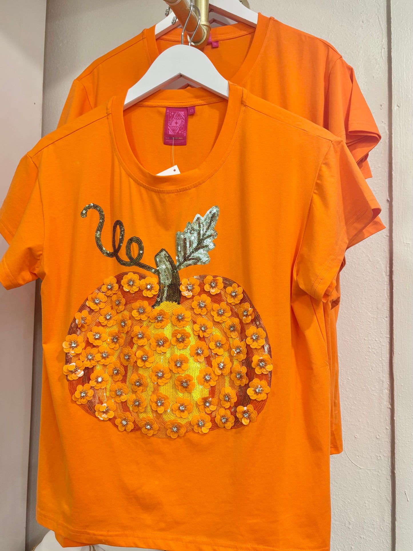 Queen of Sparkle Sequin Flower Pumpkin Tee