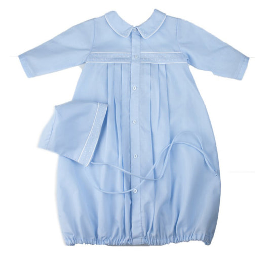 Boys Dot Embroidered Take Me Home Gown with Bonnet