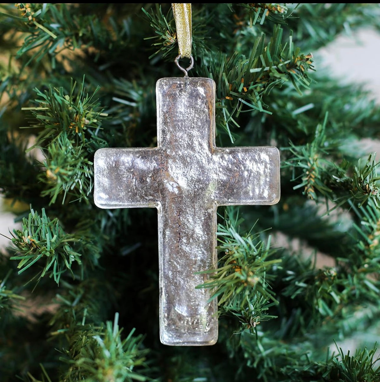 Cross Glass Ornament Clear