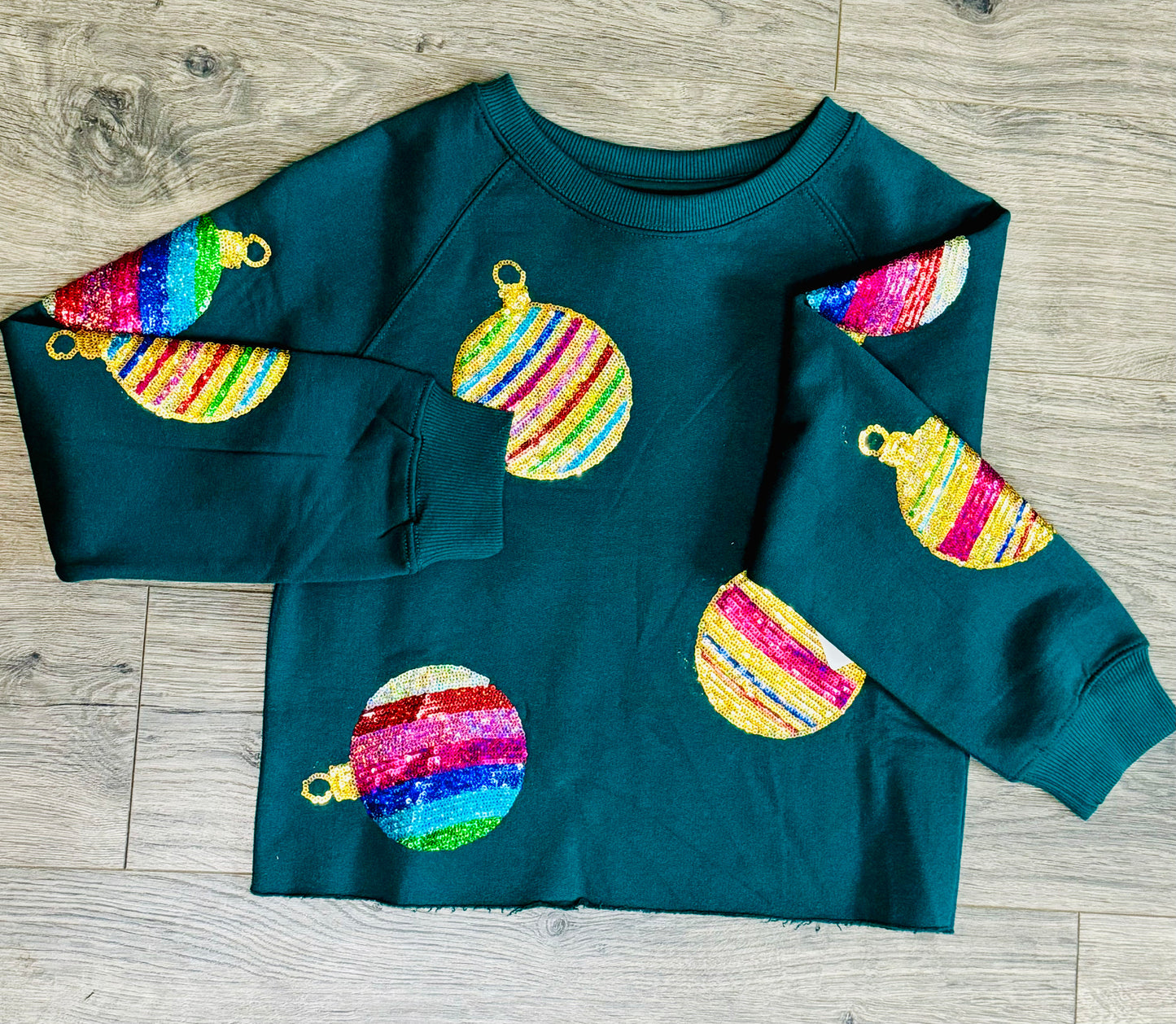 Tween Sequin Ornament Crop Sweatshirt