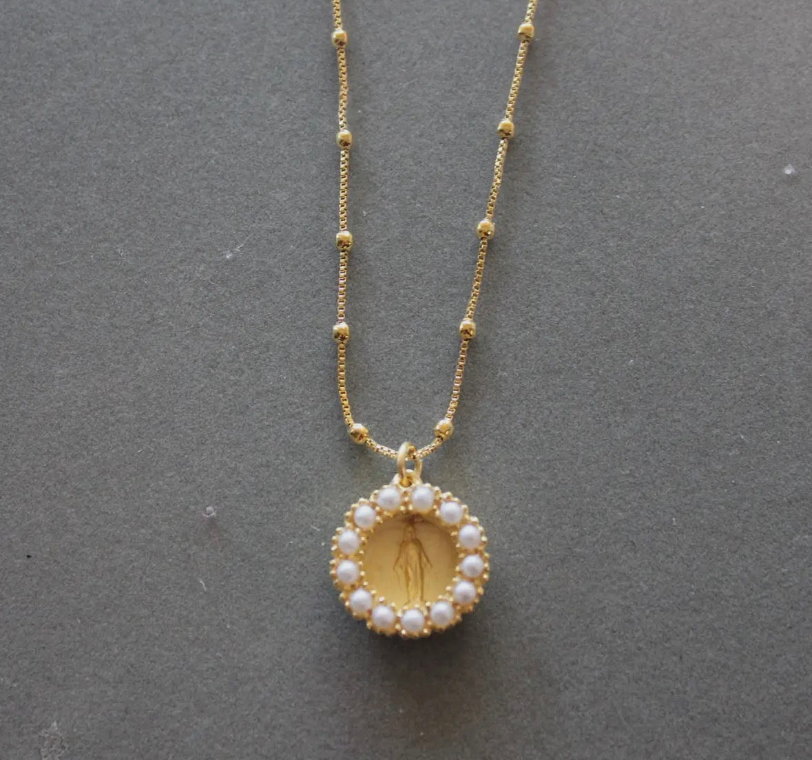 Pearl Halo Mary Medal