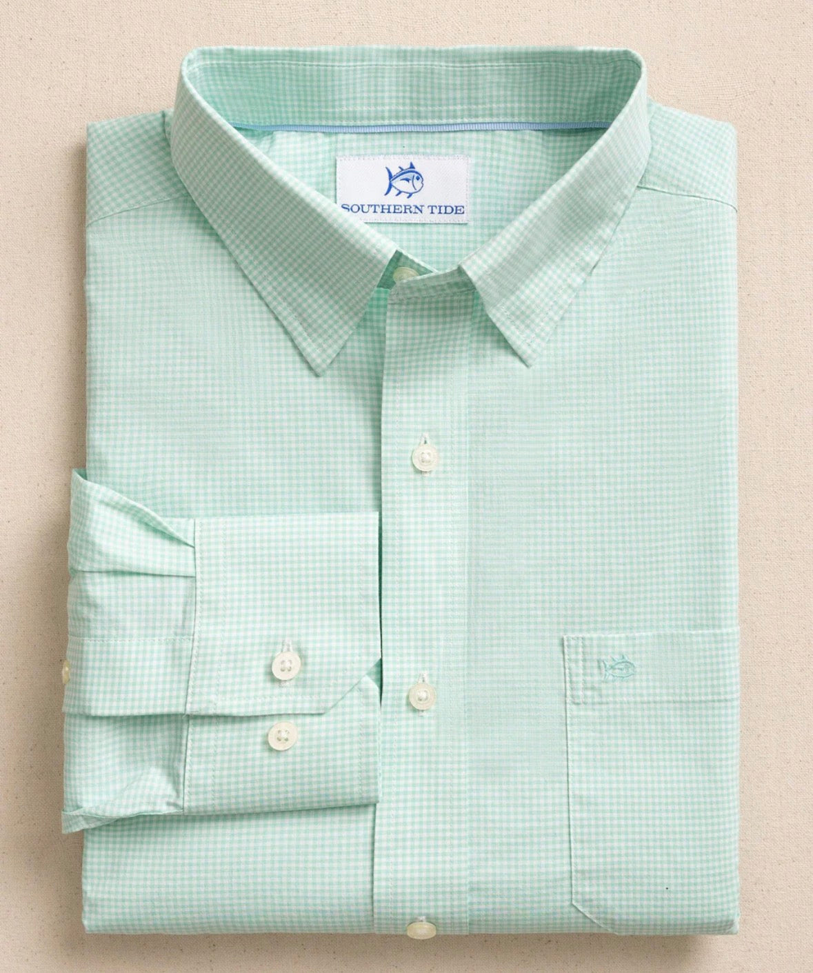 ST Charleston Parkwood Micro-Gingham Long Sleeve Sport Shirt