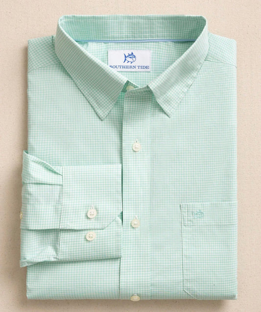 ST Charleston Parkwood Micro-Gingham Long Sleeve Sport Shirt