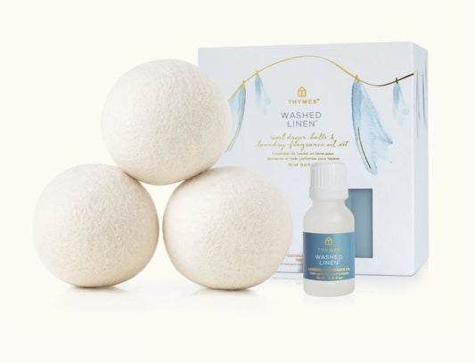 Washed Linen Wool Dryer Balls & Laundry Fragrance Oil Set