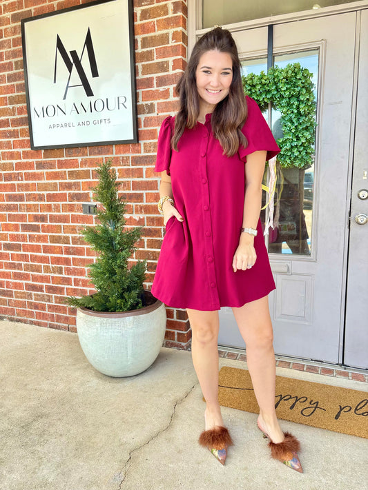 Merlot Muse Button Dress