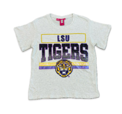 QOS Licensed Grey ‘LSU Tigers’ Vintage Tee