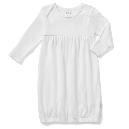 Paty Organic Cotton Pointelle Gown with Overlap Shoulder