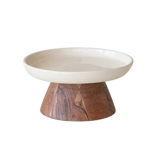 HM 8-1/2"Rd x 4"H Stoneware Footed