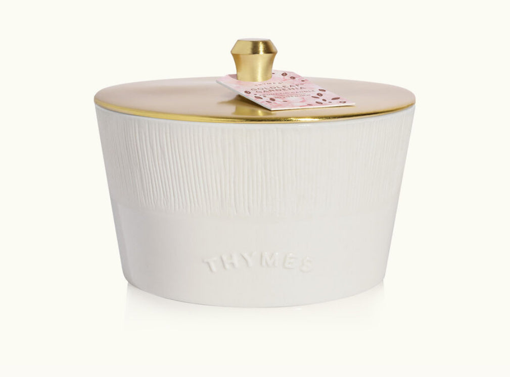 Thymes Goldleaf Gardenia 3 Wick Statement Candle