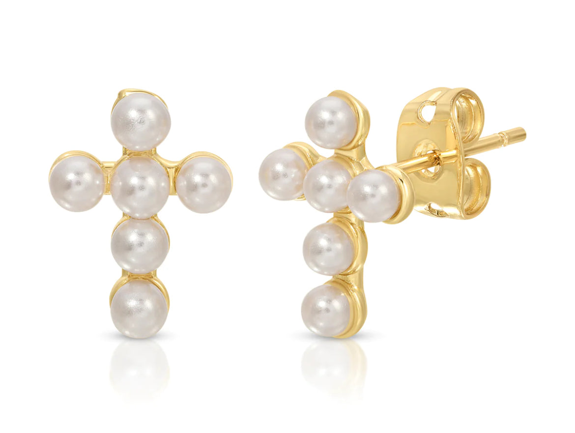 Baby Vivi Pearl Cross Studs