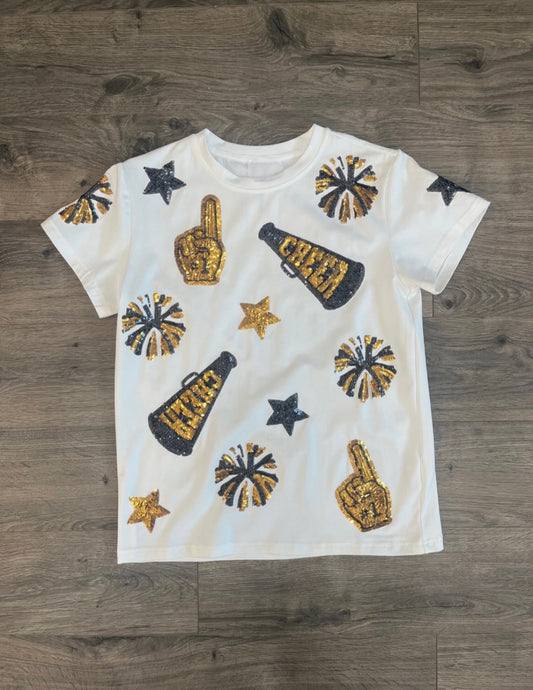 Black and Gold Cheer Shirts