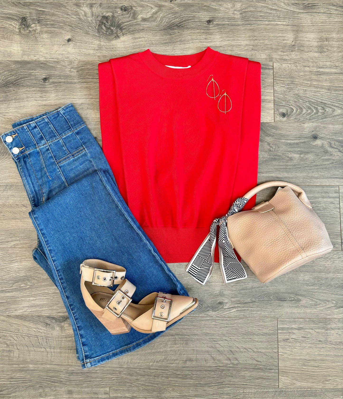 Powdered Red Sleeveless Top