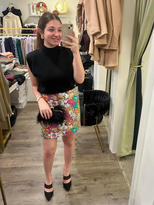 Multi Sequin Mini Skirt