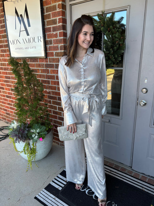 Ellysa Metallic Wide Leg Pant