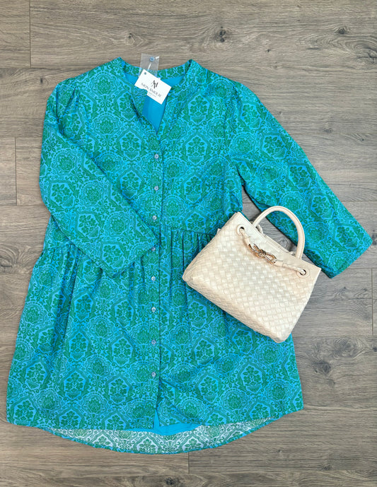 Brie Button Down Blue Dress