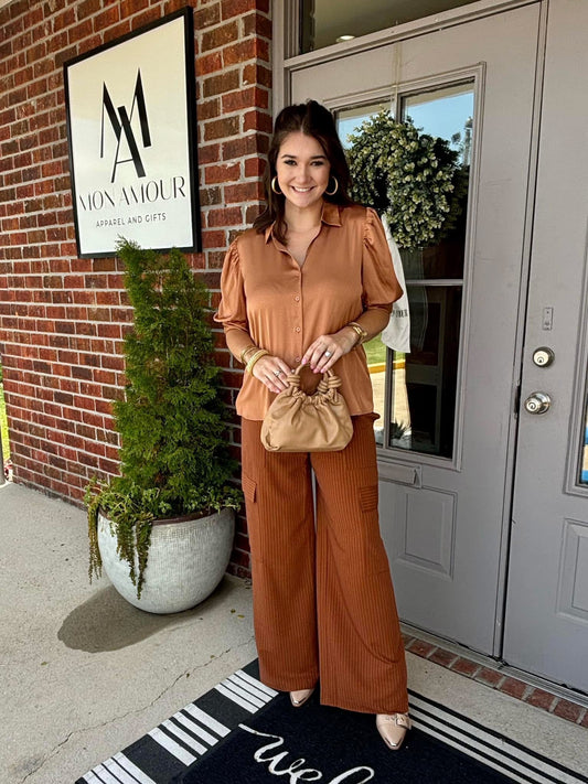 Tuscan Tan Pinstripe Pants