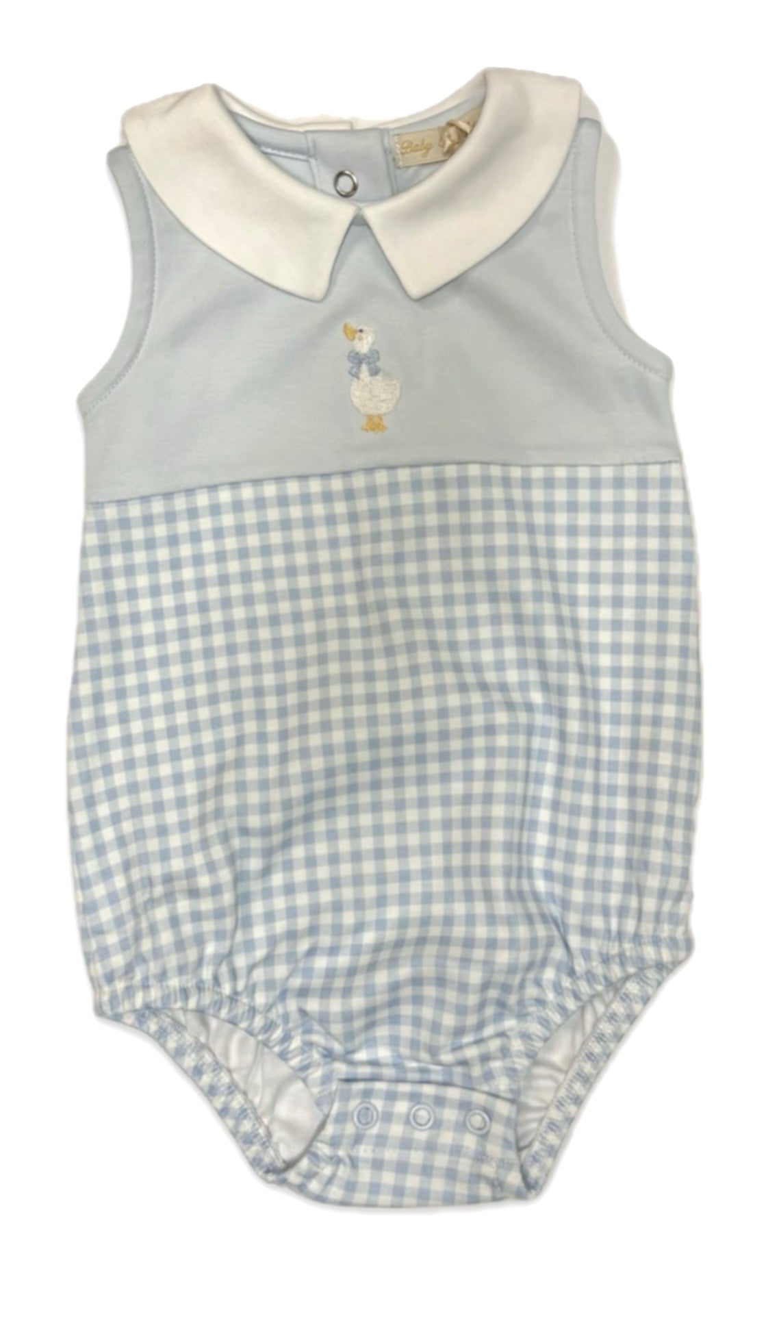 Little Goose Hand Embroidered Gingham Bubble