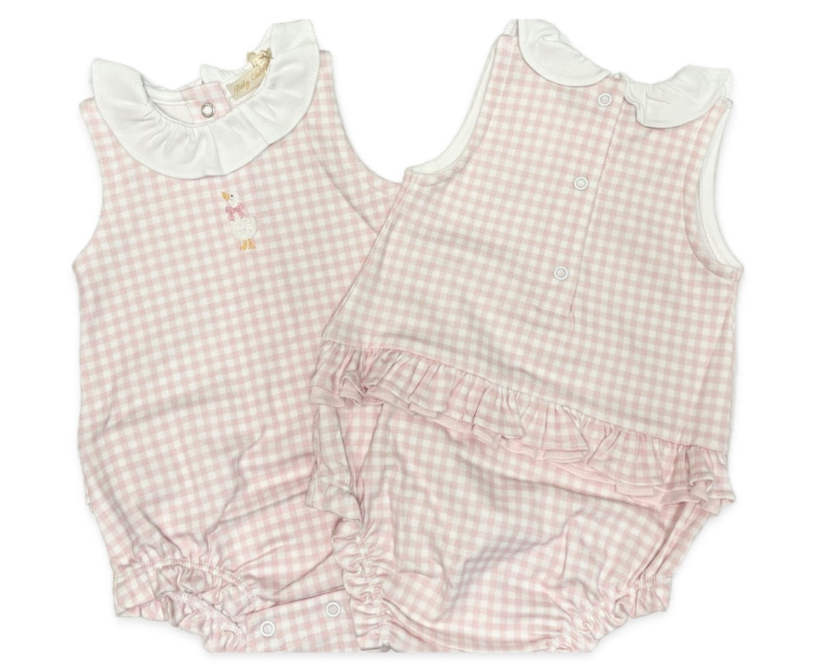 Little Goose Hand Embroidered Gingham Bubble