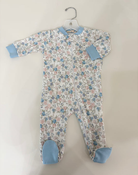 Soft Floral Printed Zipped Footie