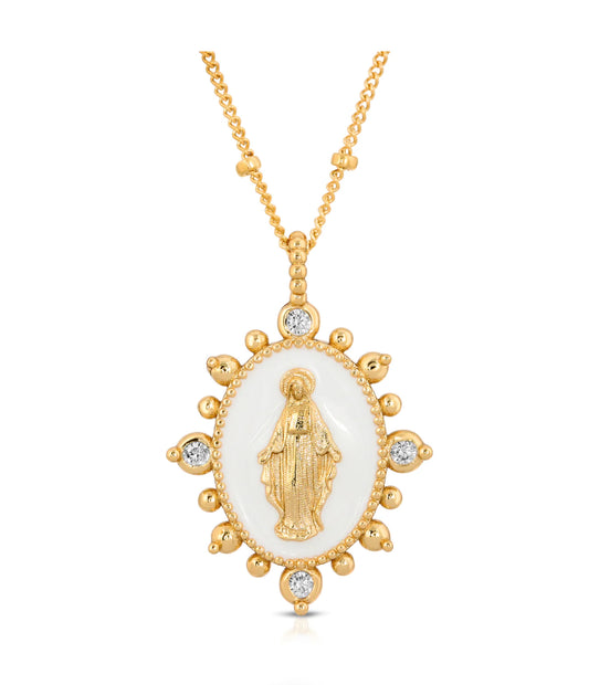 Lady of Lourdes Pendant - White