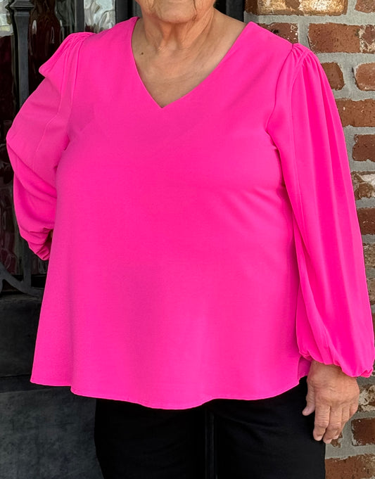 Women's Plus Size Electric Pink Blouse