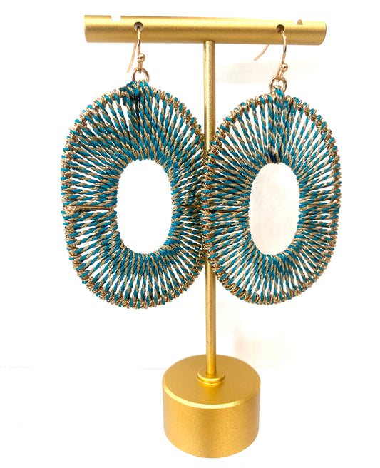 Teal Woven Oval Earring