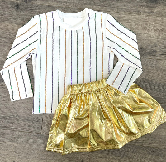 Girl's Mardi Gras Striped Sequin Shirt