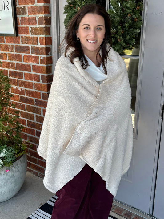 Isla Ivory Blanket Wrap
