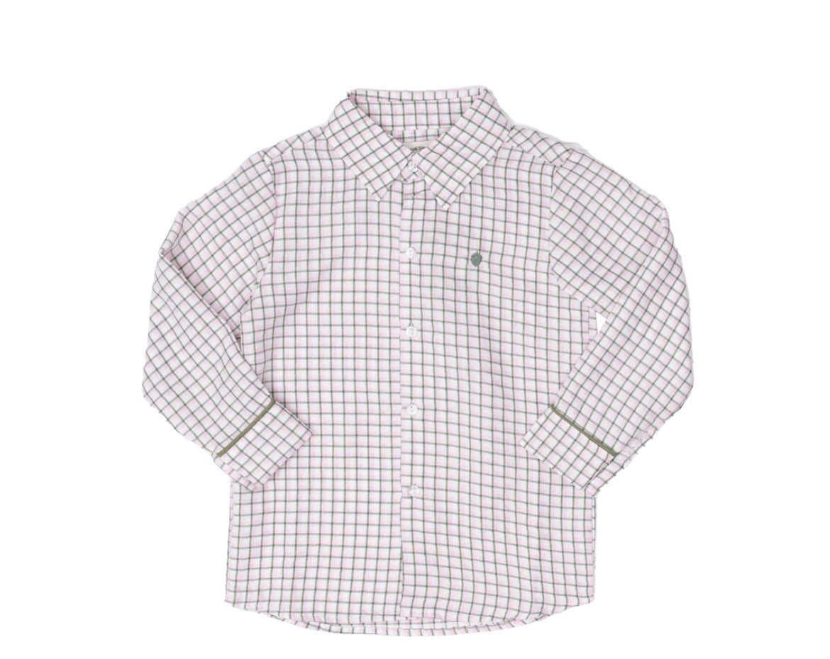William Pink and Green Windowpane Button Down